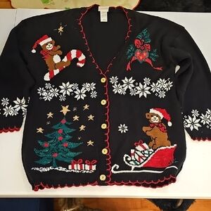 Holiday Time Black and Red Knit Sweater